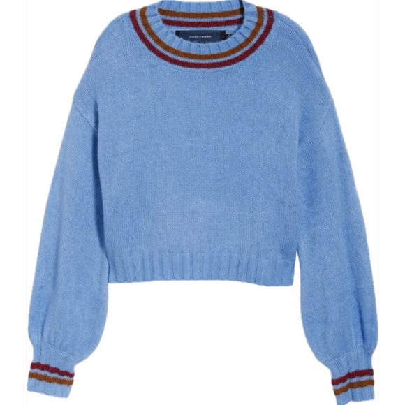 CODEXMODE Blue cropped long bell sleeve sweater - Large - Picture 1 of 7